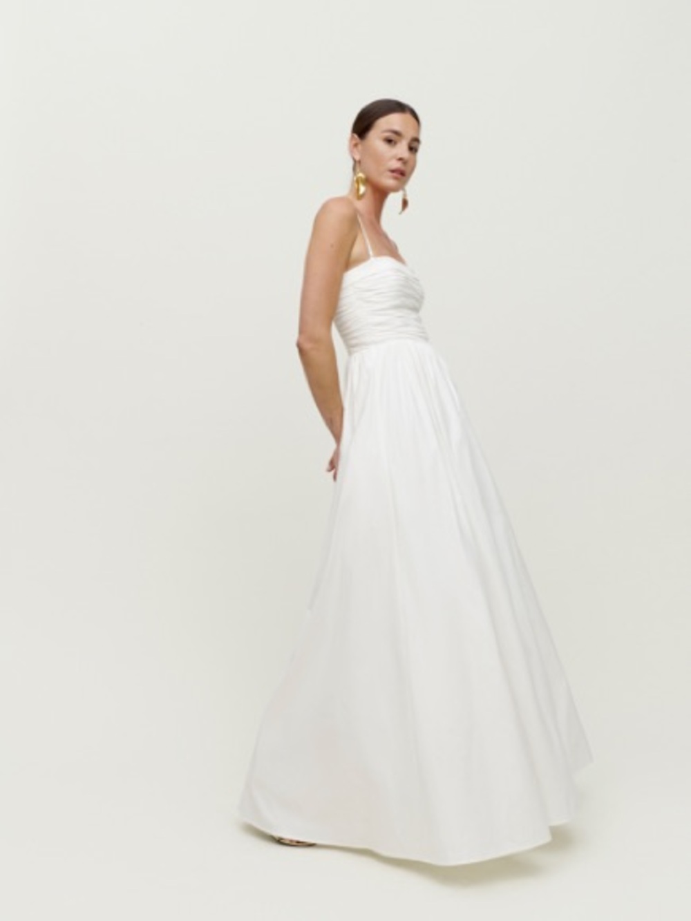 Reformation Kastoria white ruched dress